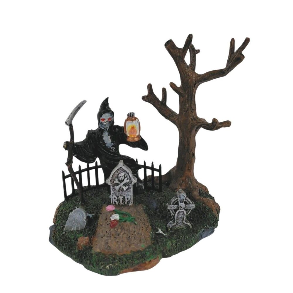 LEMAX Pumpkin Hollow Spooky Town Halloween Rest In Peace Grim Reaper 2006